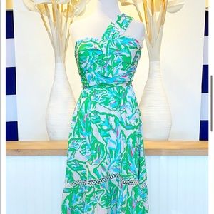 Southern Frock Elle Maxi, green palm print